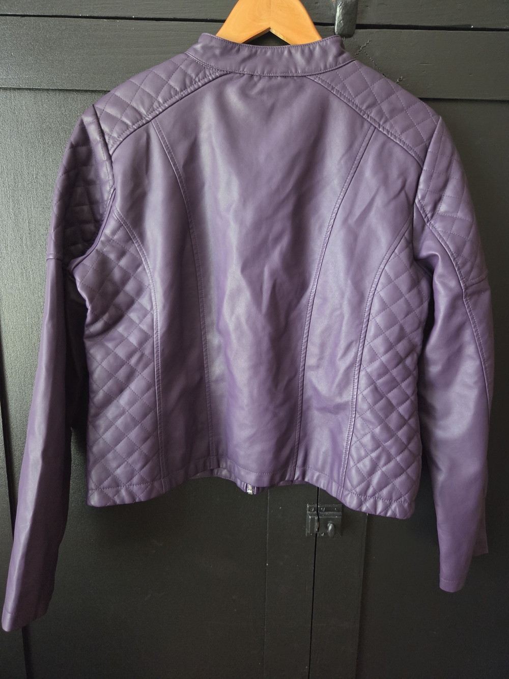 Women's New York & Company Quilted Purple Faux Leather Jacket ~ Size Large - Picture 6 of 7